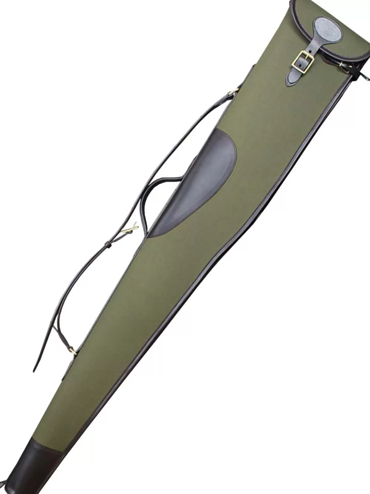 New Coleman Baines Canvas & Leather Shotgun Slip With Flap, Zip & Buckle - Green