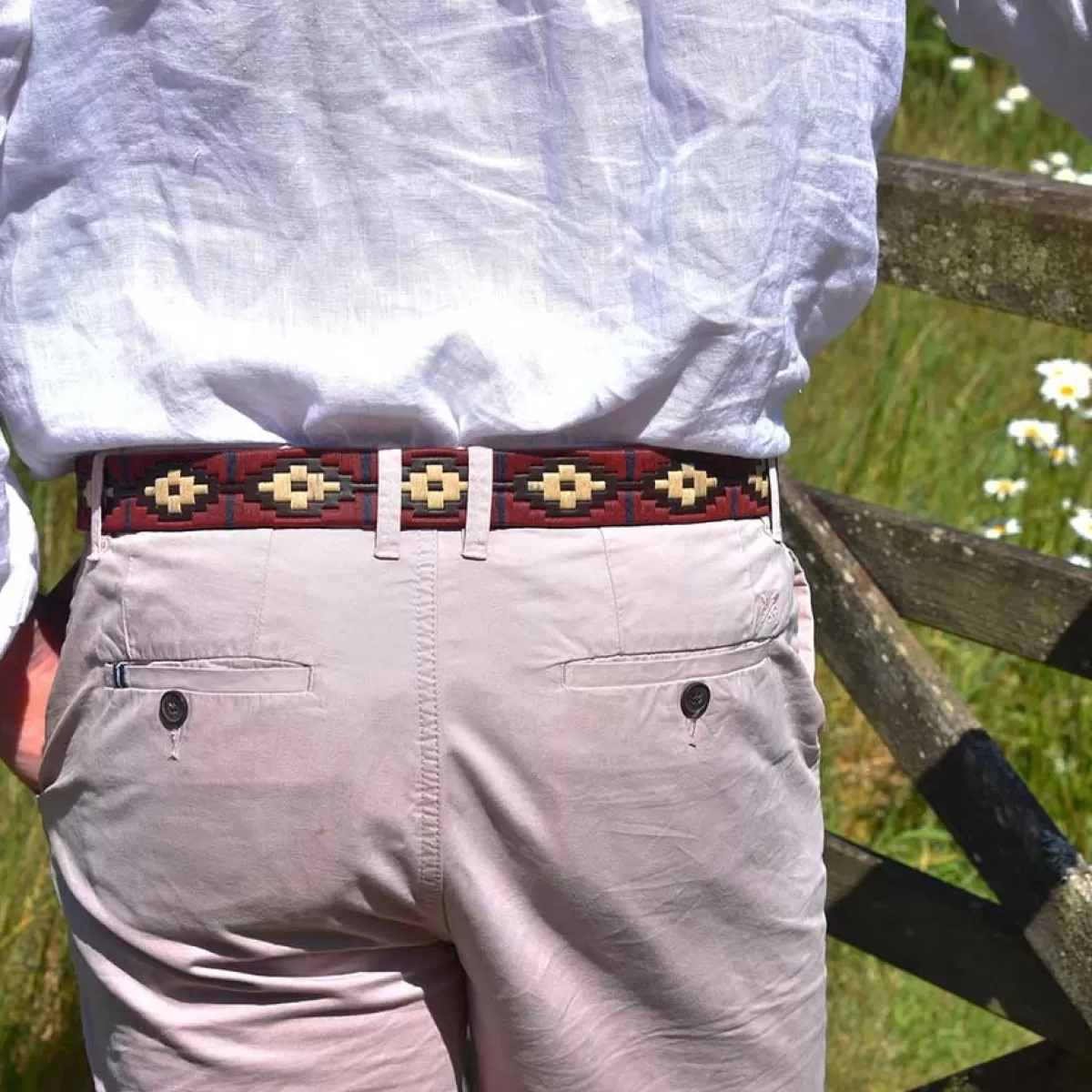 Best Sale Pioneros Polo Belt - Wide Argentinian - 127 Burgundy/Cream With Navy Stripe